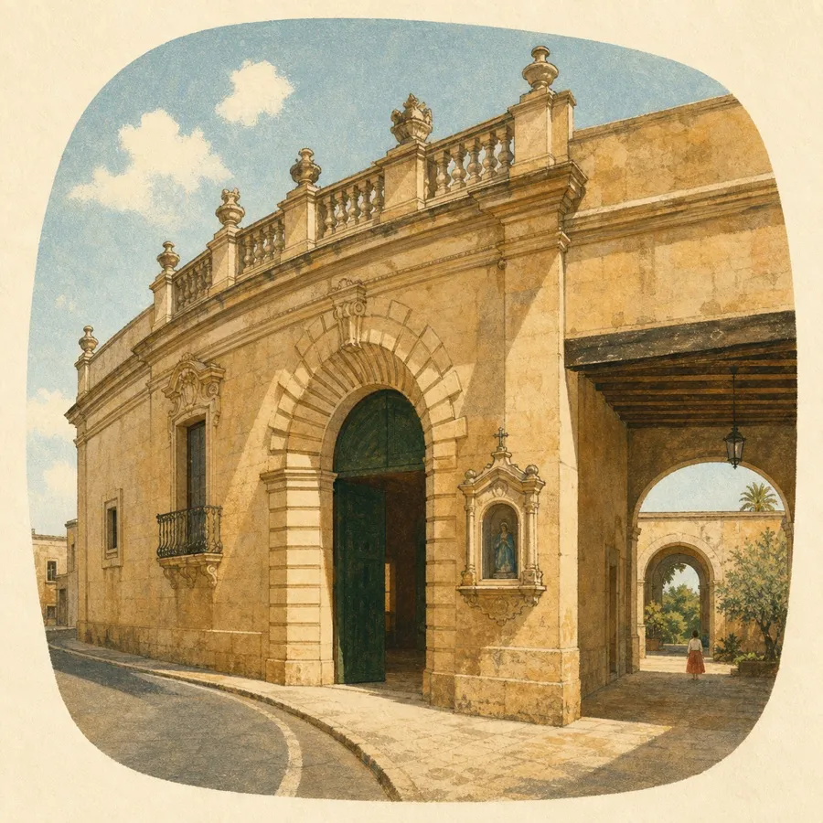 The portal-to-courtyard sequence and garden arch